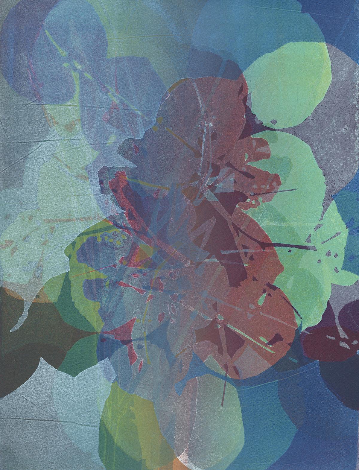 Feuille d'aster + Grass, Penny et Chêne - Contemporain Print par Nina Tichava