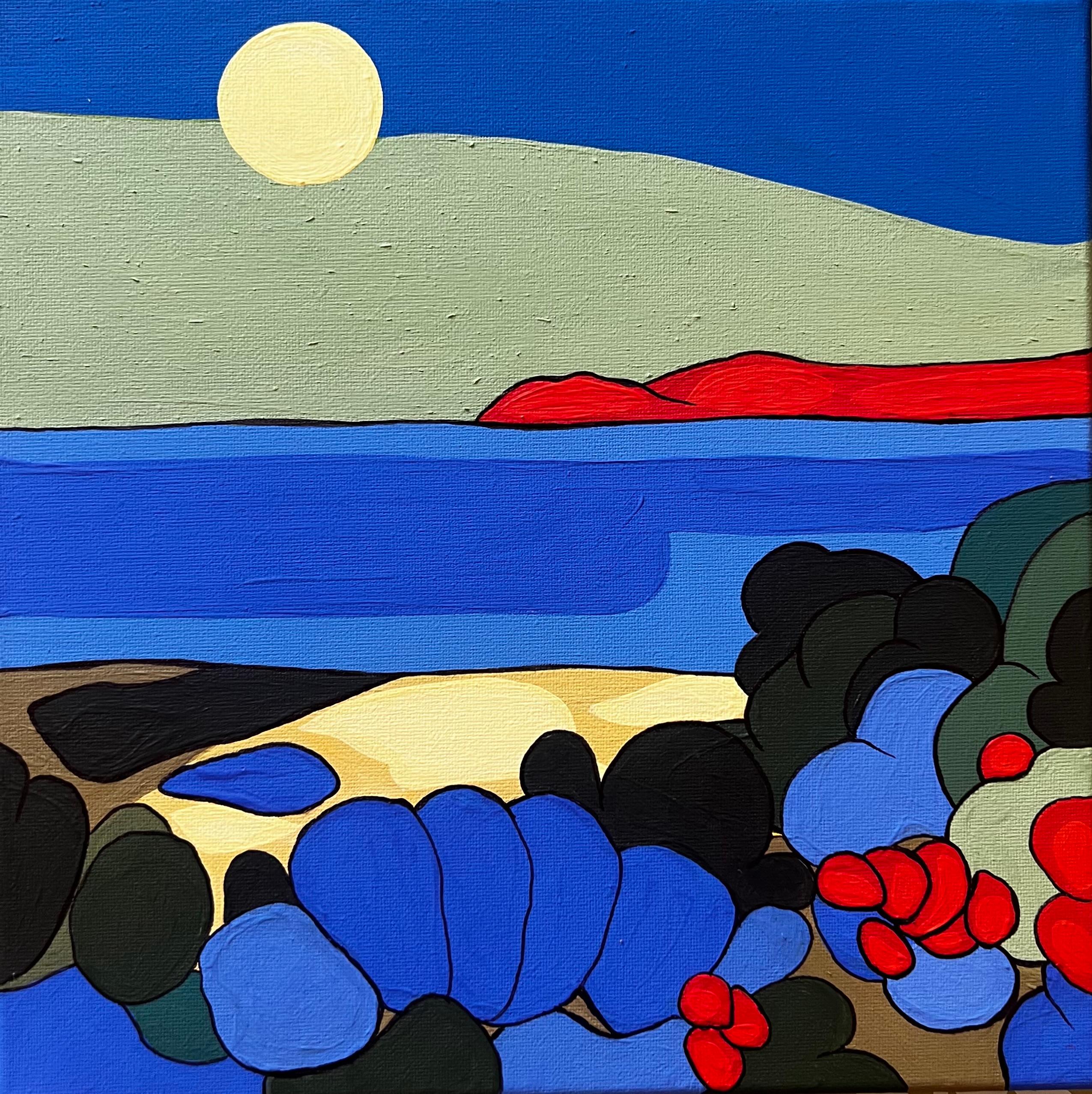 Paesaggio marino , 30x30 cm, tempera/tela - Painting di Nina Tsoriti