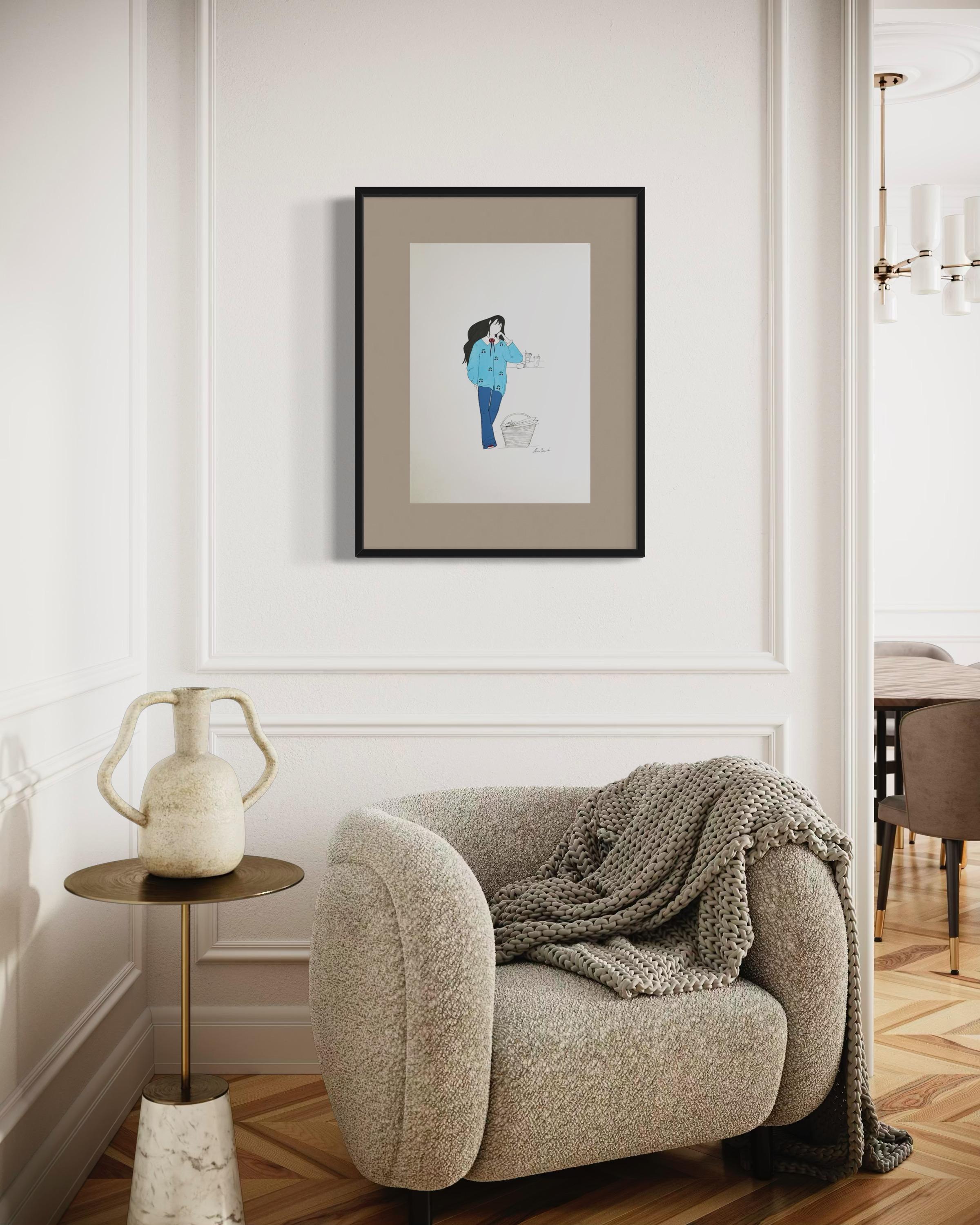 Prenez une photo de moi, 59x42 cm, tempera/papier en vente 3