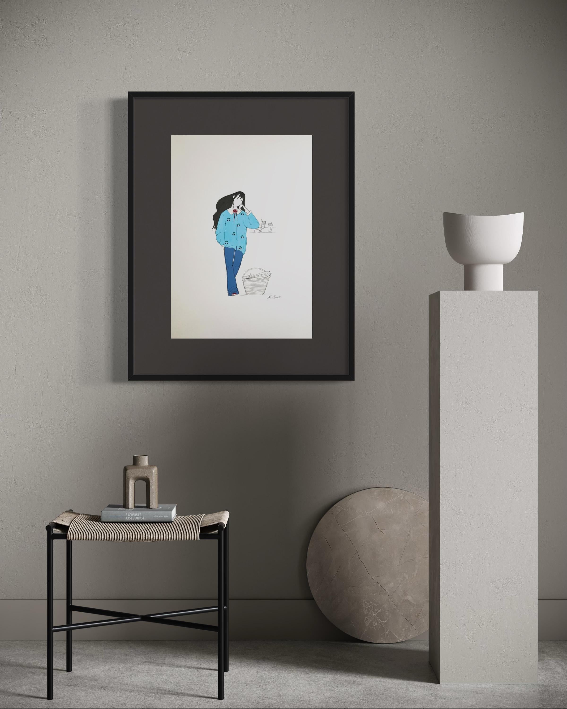 Prenez une photo de moi, 59x42 cm, tempera/papier en vente 6