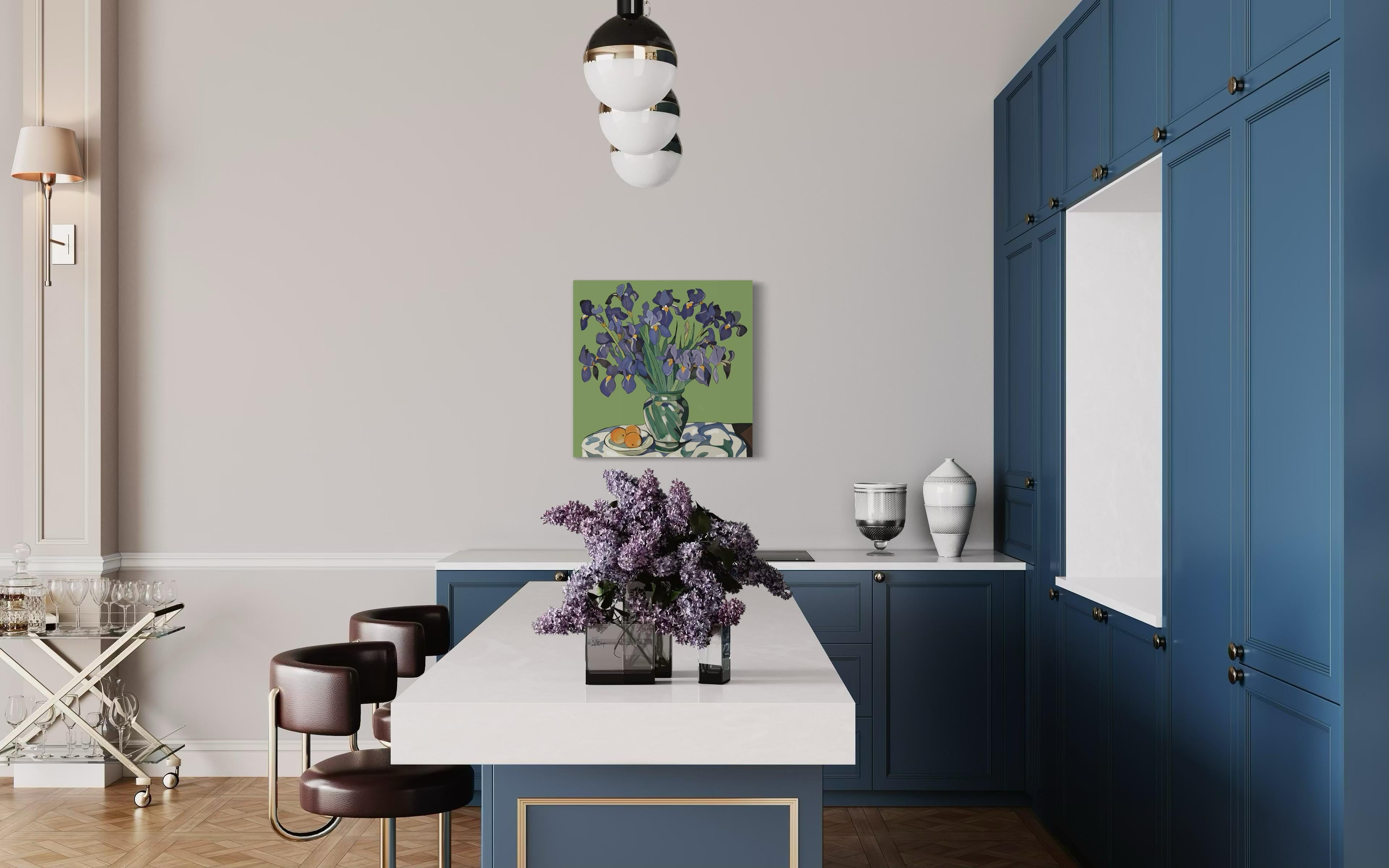 Natura morta con iris , 70x70cm, stampa su tela. Edizione 20 pezzi. in vendita 1