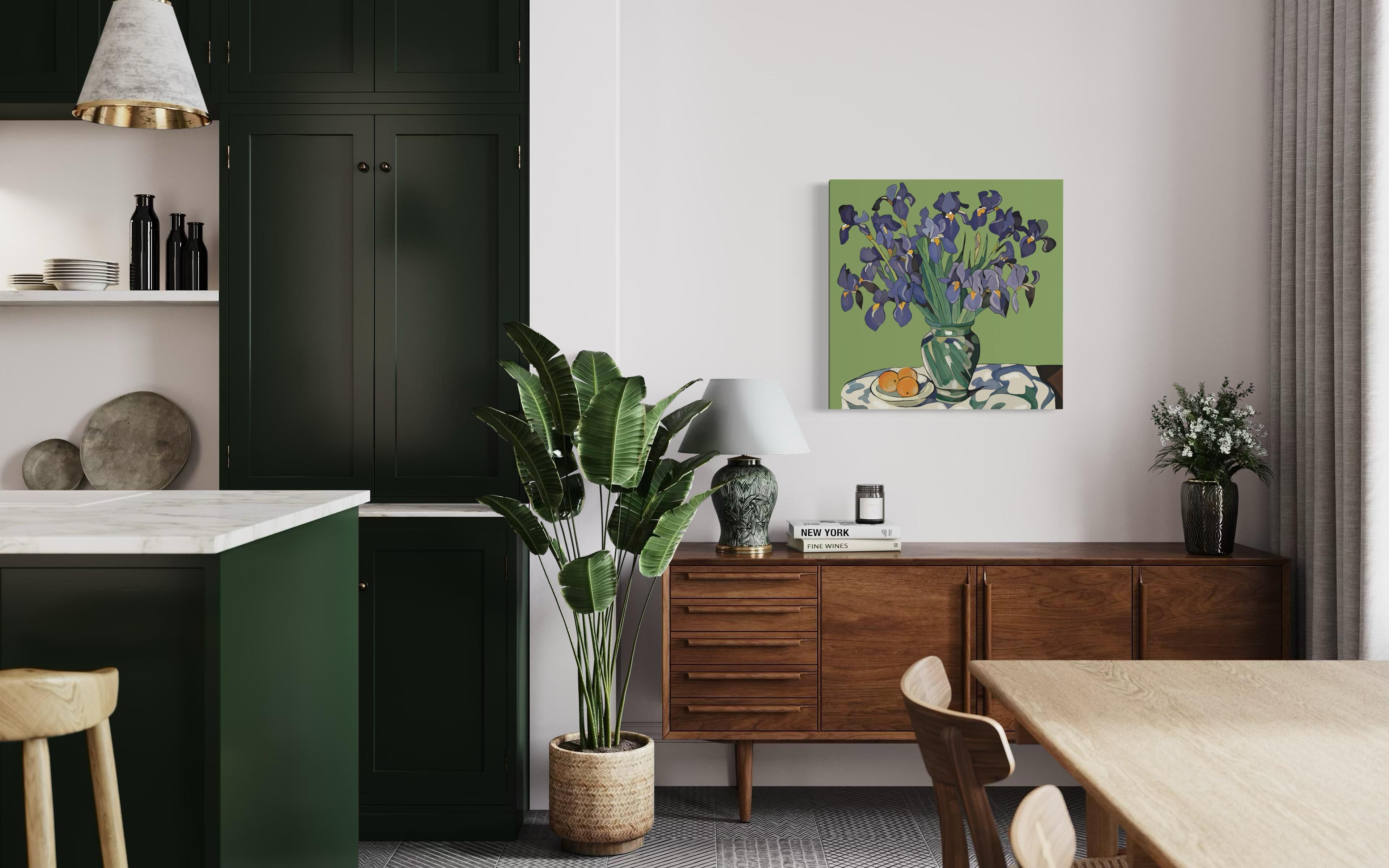Natura morta con iris , 70x70cm, stampa su tela. Edizione 20 pezzi. in vendita 2