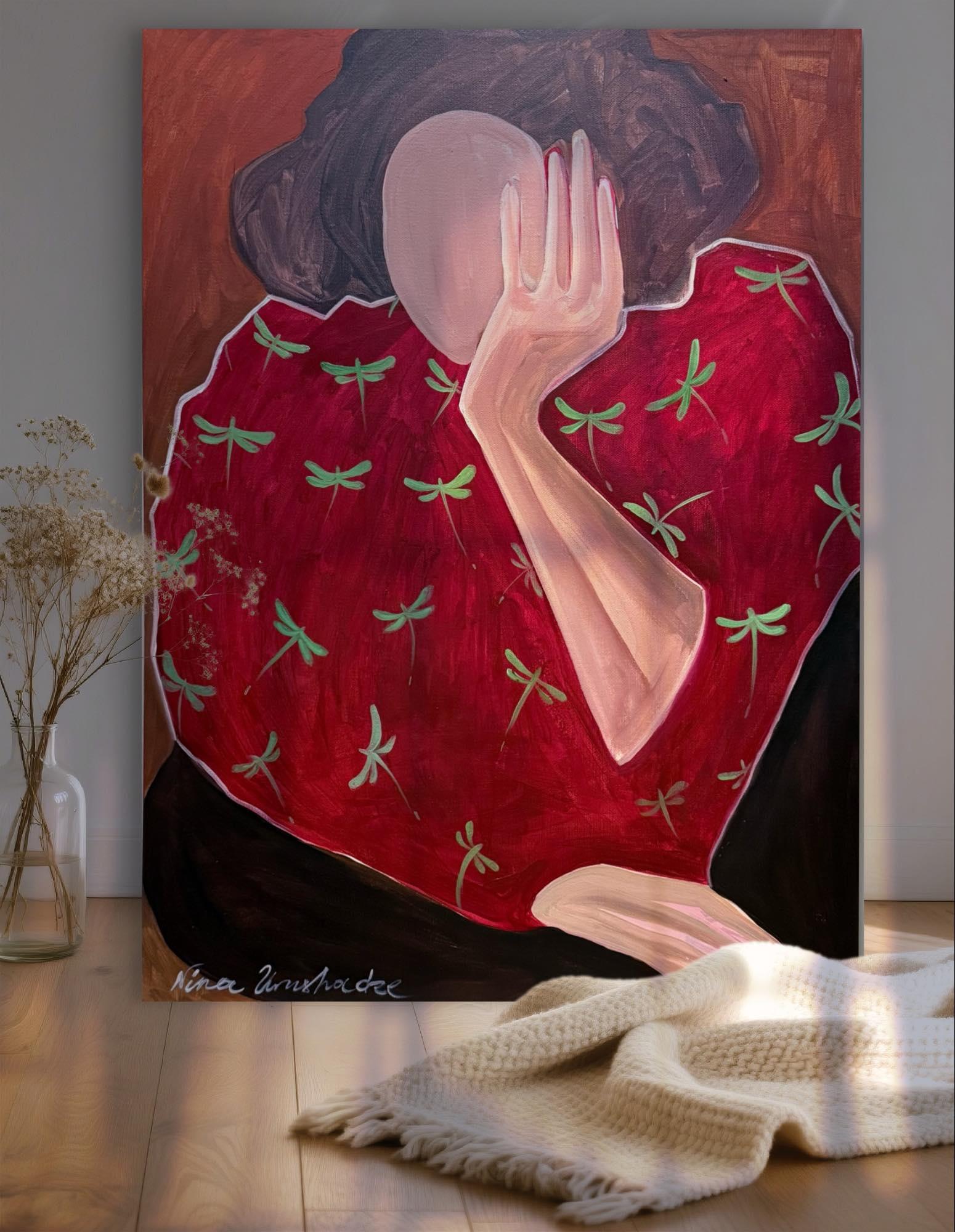 Zeitgenössische georgische Kunst von Nina Urushadze - In Rot im Angebot 1
