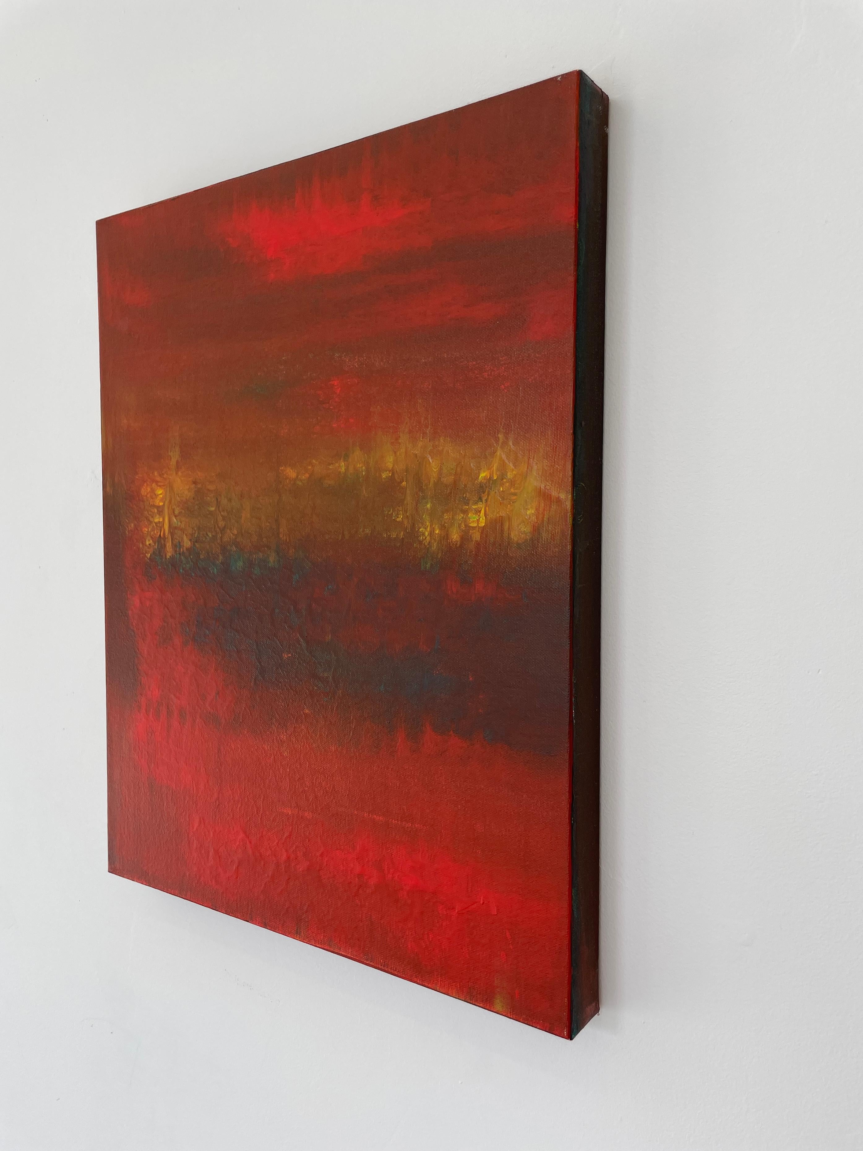 Blaue Embers – Acryl auf Leinwand (Rot), Abstract Painting, von Nina Weintraub