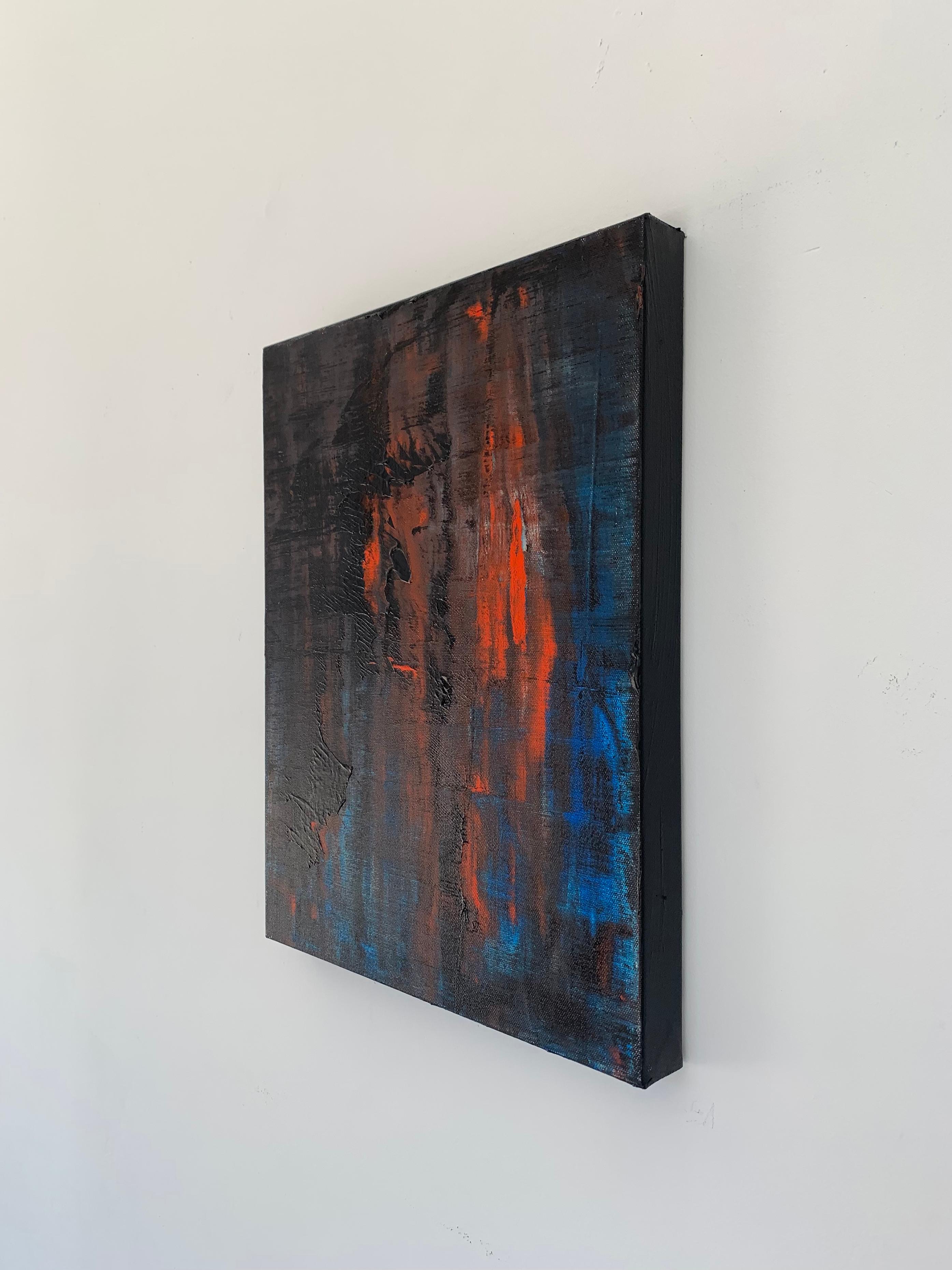 Breaking Through - acrylique sur toile - Noir Abstract Painting par Nina Weintraub