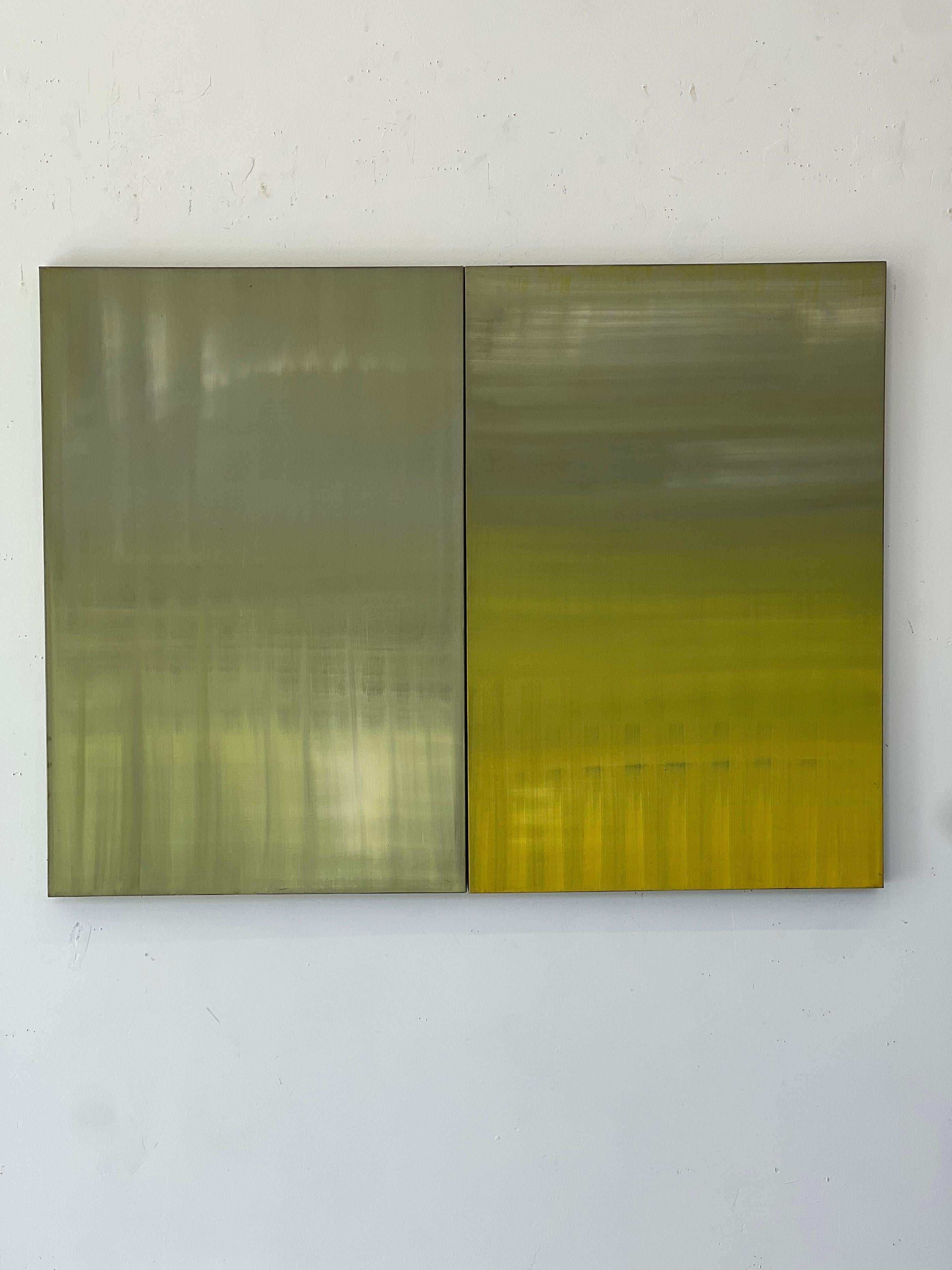 Diptych 1 & 2 - acrylic on canvas - Abstract Painting by Nina Weintraub
