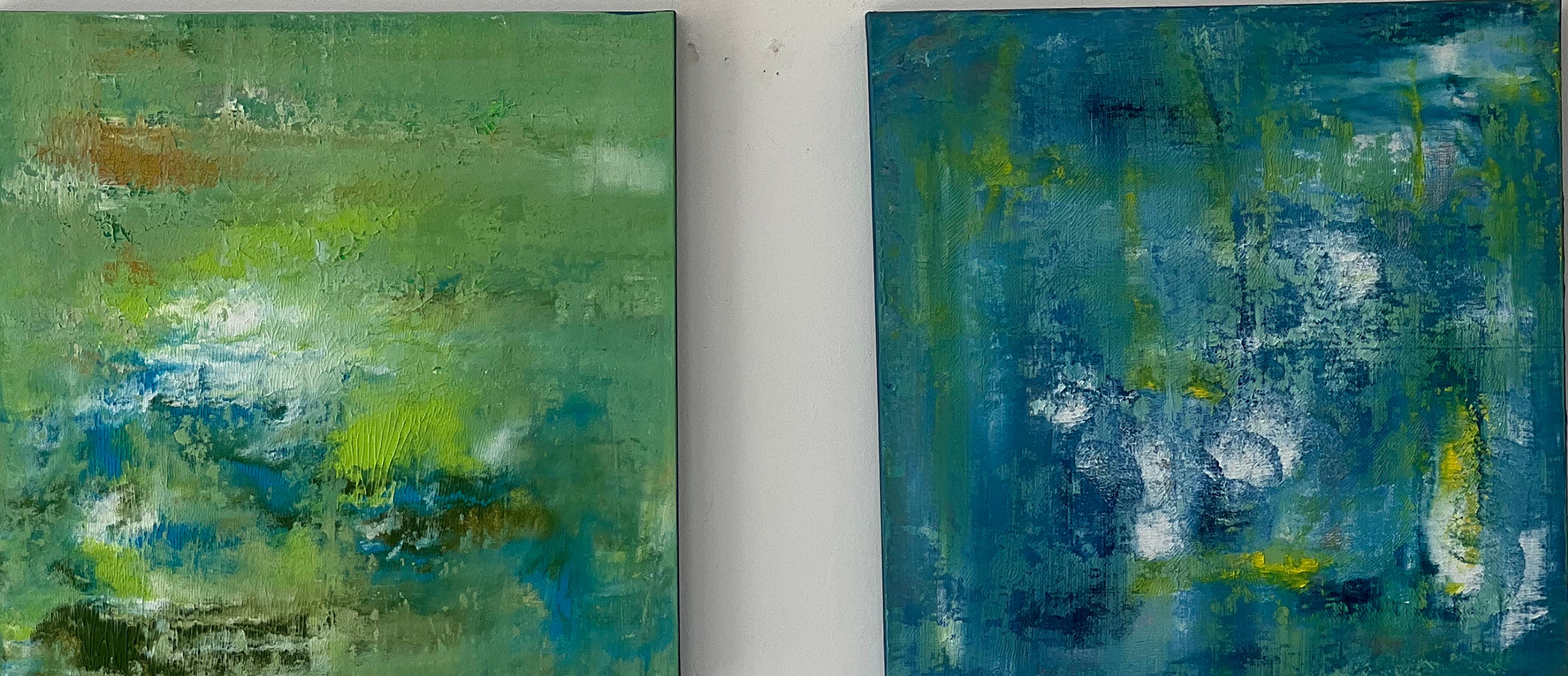 Nina Weintraub Abstract Painting – Diptychon Opal 1 & 2 – Acryl auf Leinwand