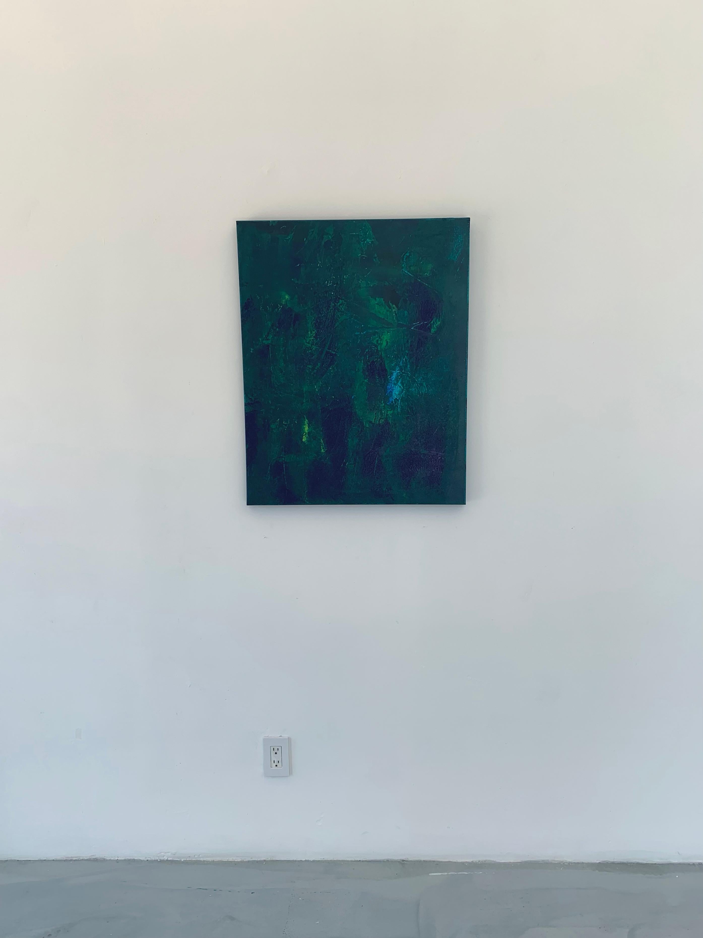 Fall into Place 2 - acrylic on canvas - Blue Abstract Painting by Nina Weintraub