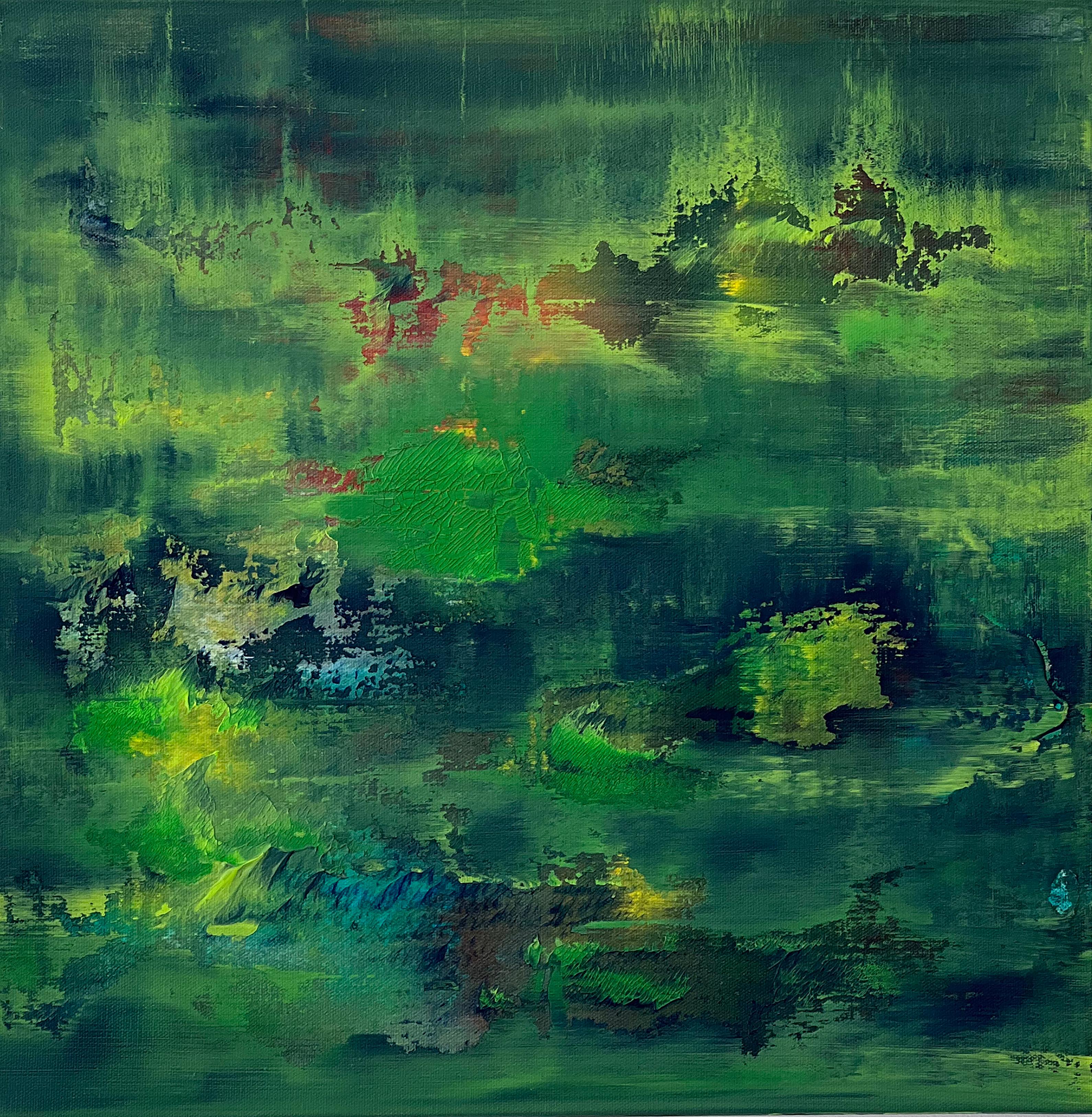 Abstract Painting de Nina Weintraub - Dragones voladores - acrílico sobre lienzo