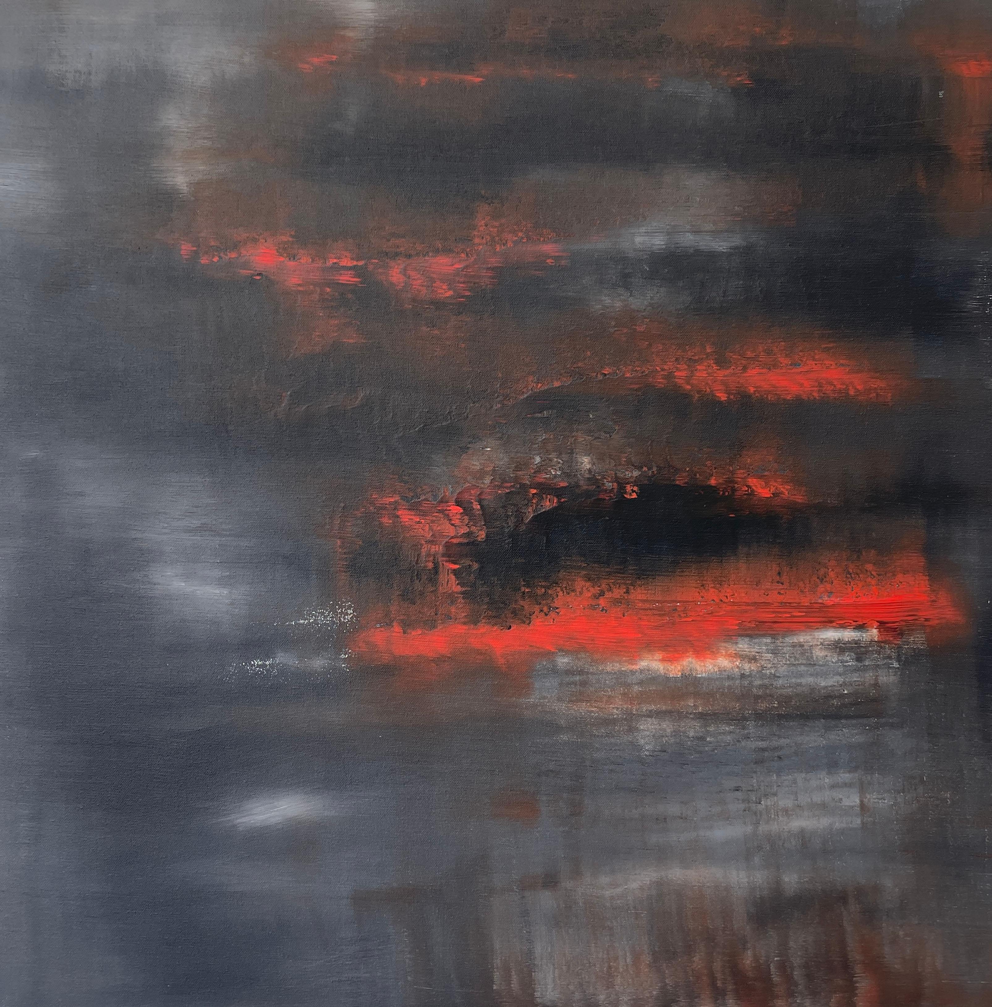 Nina Weintraub Abstract Painting - Lava Storm- acrylic on canvas
