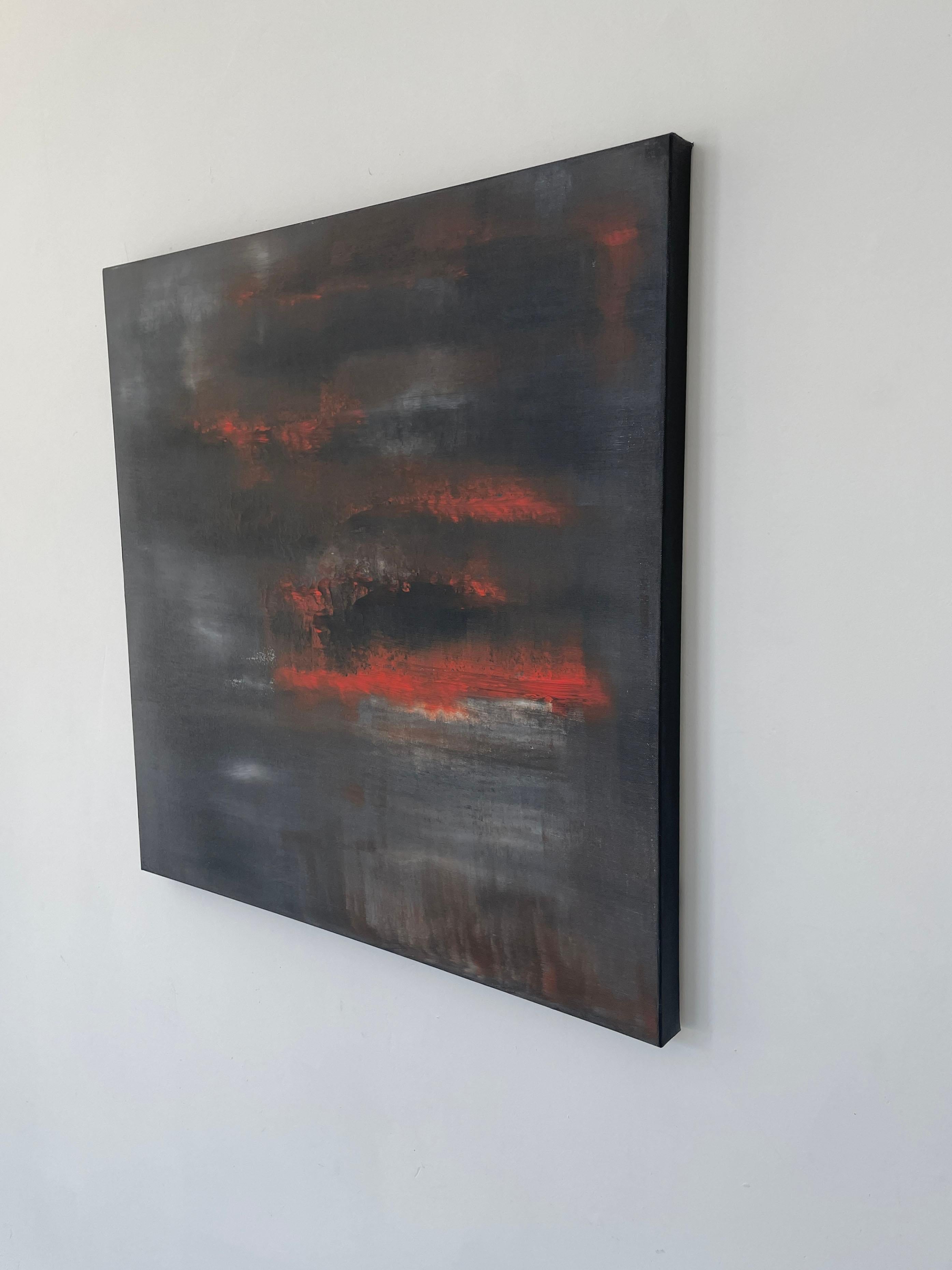 Lava Storm- acrylic on canvas - Gray Abstract Painting by Nina Weintraub