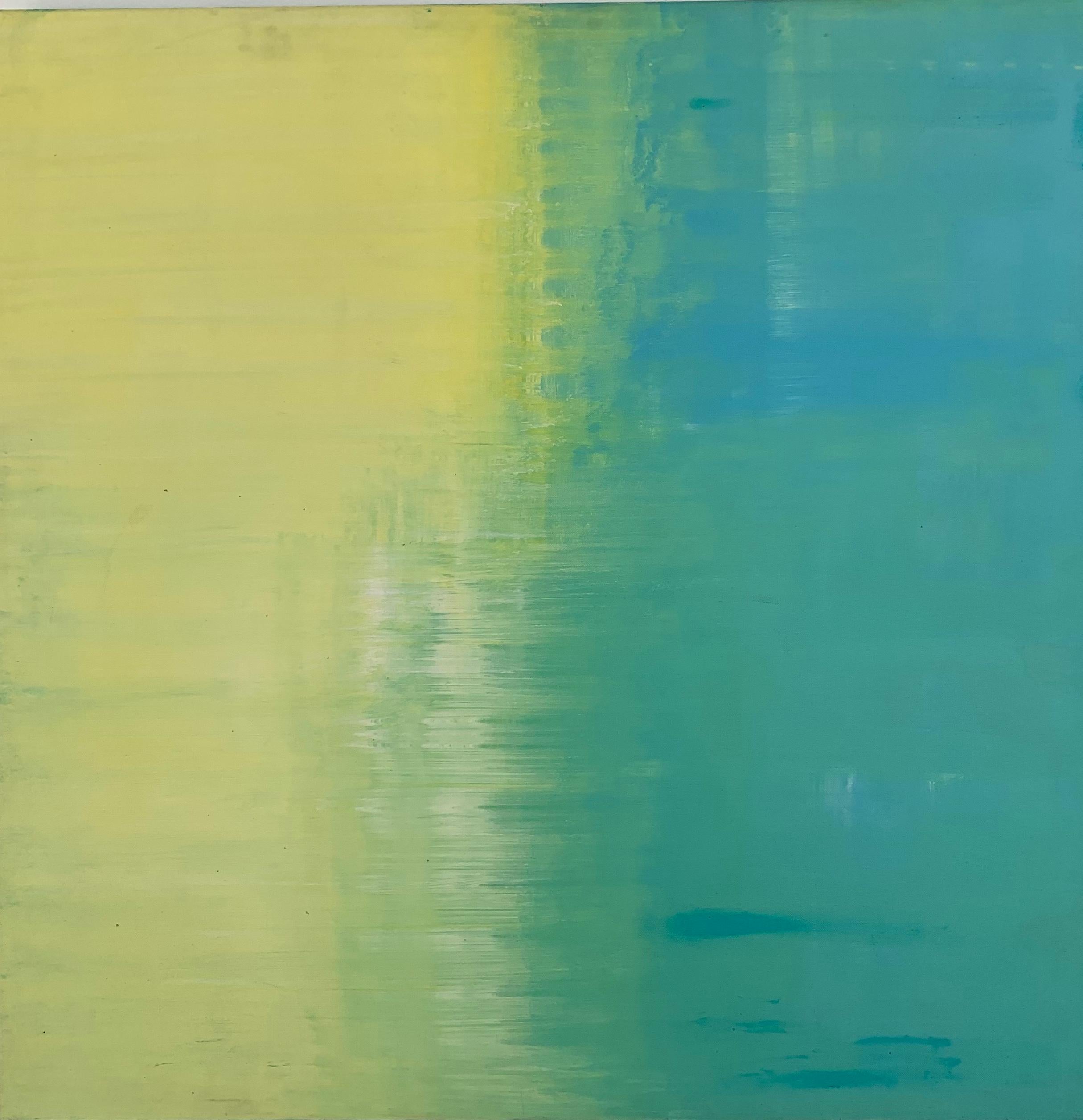 Nina Weintraub Abstract Painting - Lemon Lime- acrylic on canvas