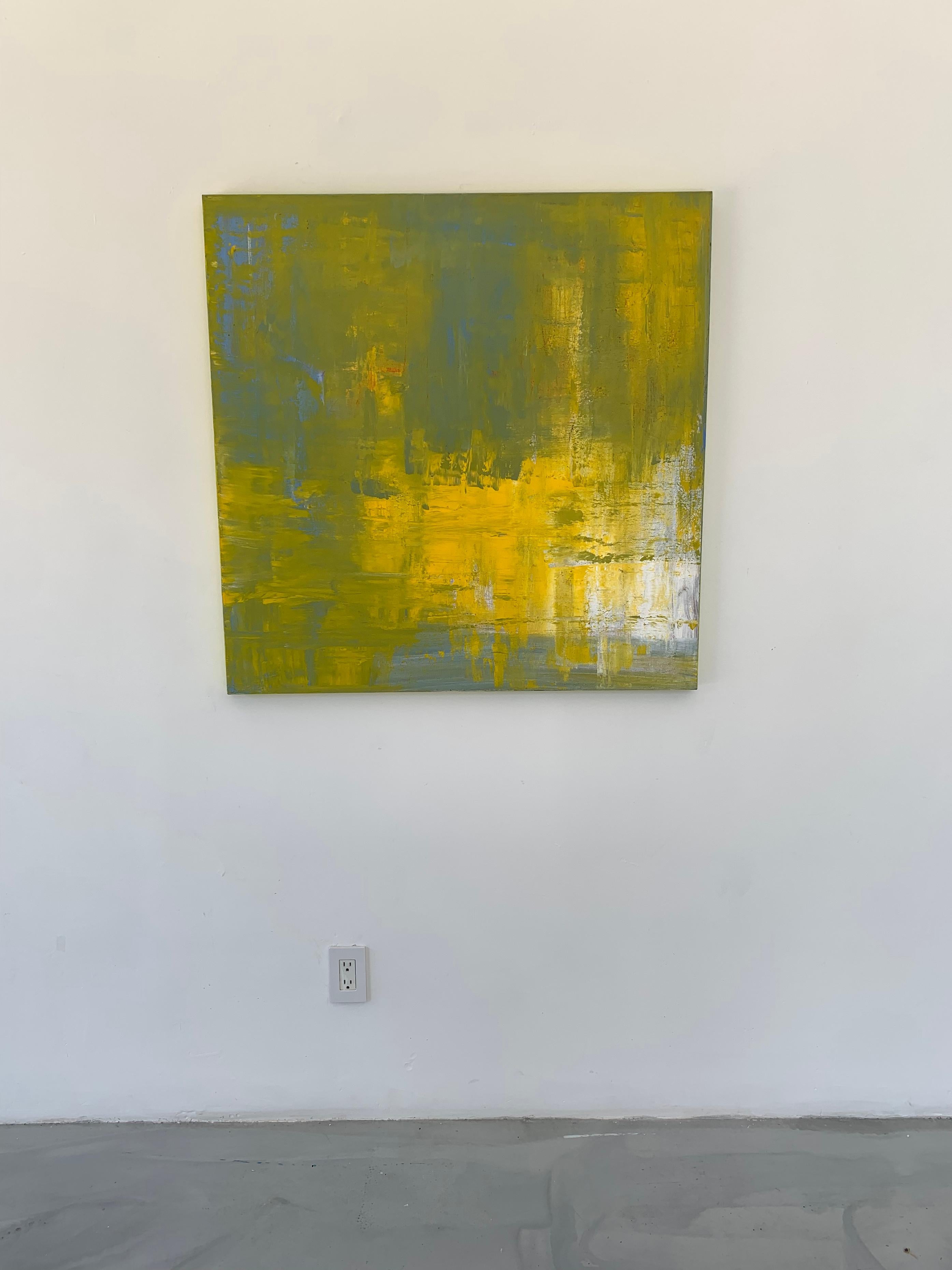 Yellow Mist - acrylic on canvas - Abstract Painting by Nina Weintraub