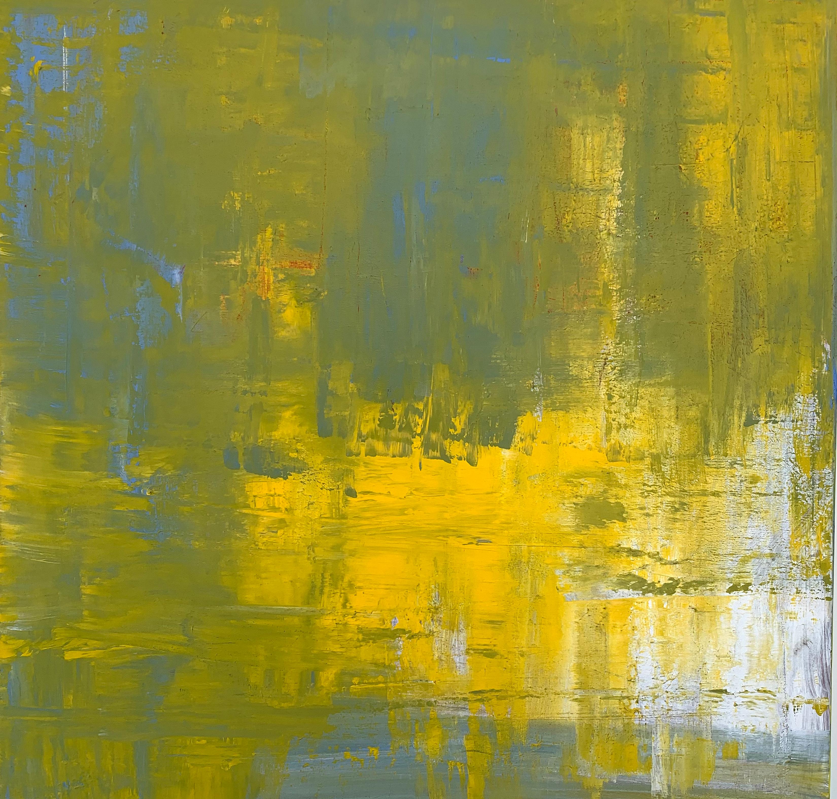 Nina Weintraub Abstract Painting - Yellow Mist - acrylic on canvas