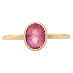 Nina Wynn Pink Tourmaline Solitaire Ring - Yellow Gold 18k Oval .90ct Textured