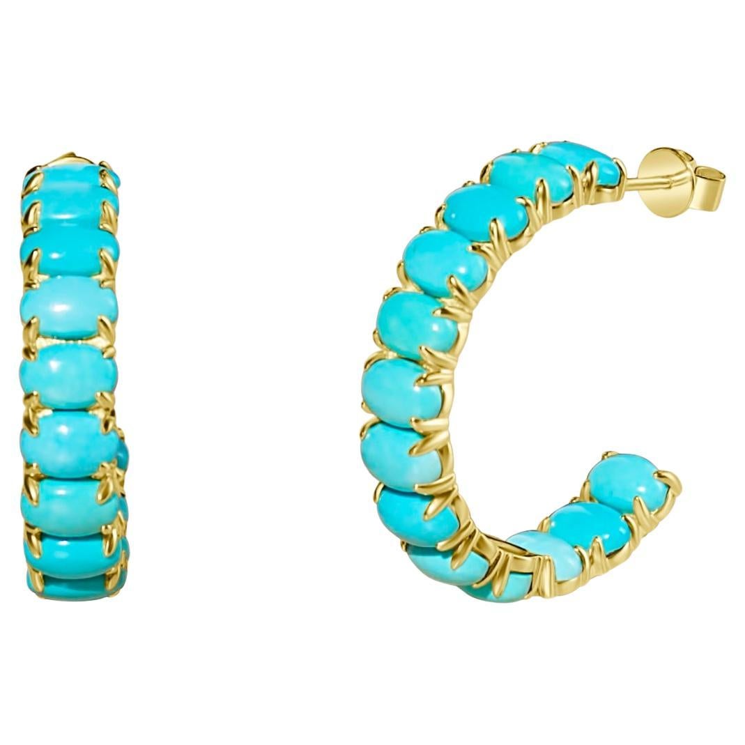 Nina Zhou 10.96ctw Turquoise Inside-out Hoop Earrings For Sale