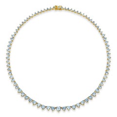 Nina Zhou 20,40ctw Herz Aquamarin Riviera abgestufte Tennis Halskette