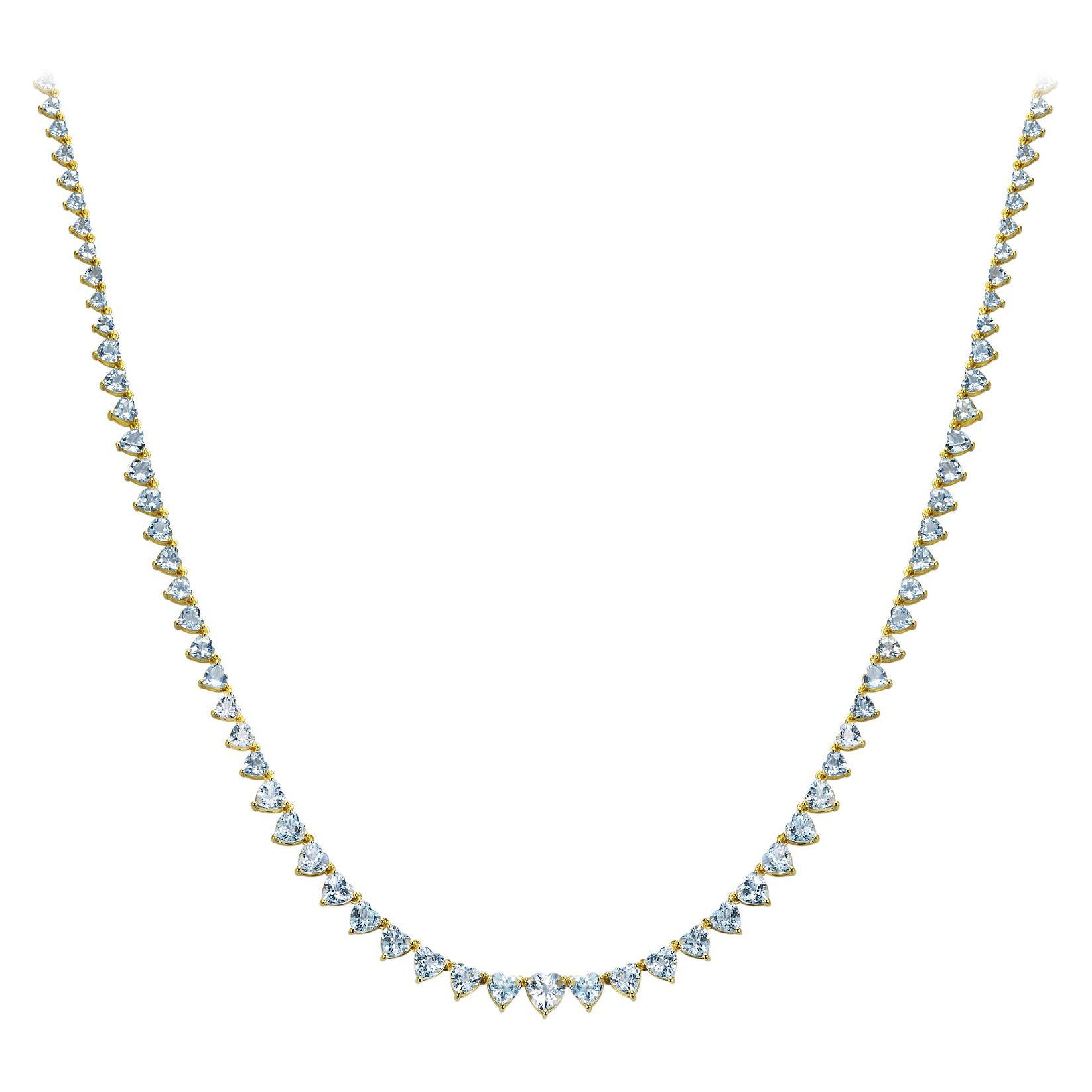 Nina Zhou 20,40ctw Cuore Acquamarina Riviera Collana Tennis Graduata in vendita