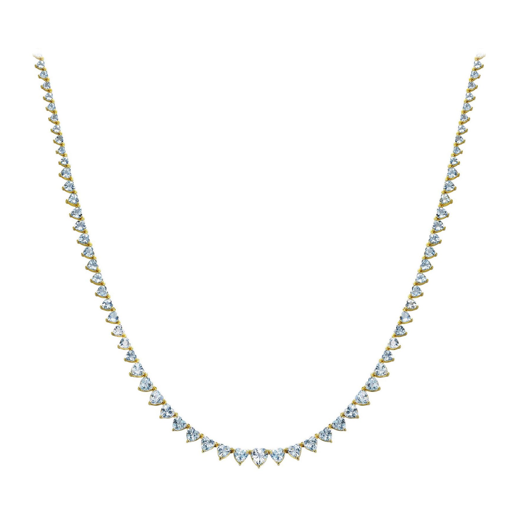 Nina Zhou 20.40ctw Heart Aquamarine Riviera Graduated Tennis Necklace For Sale