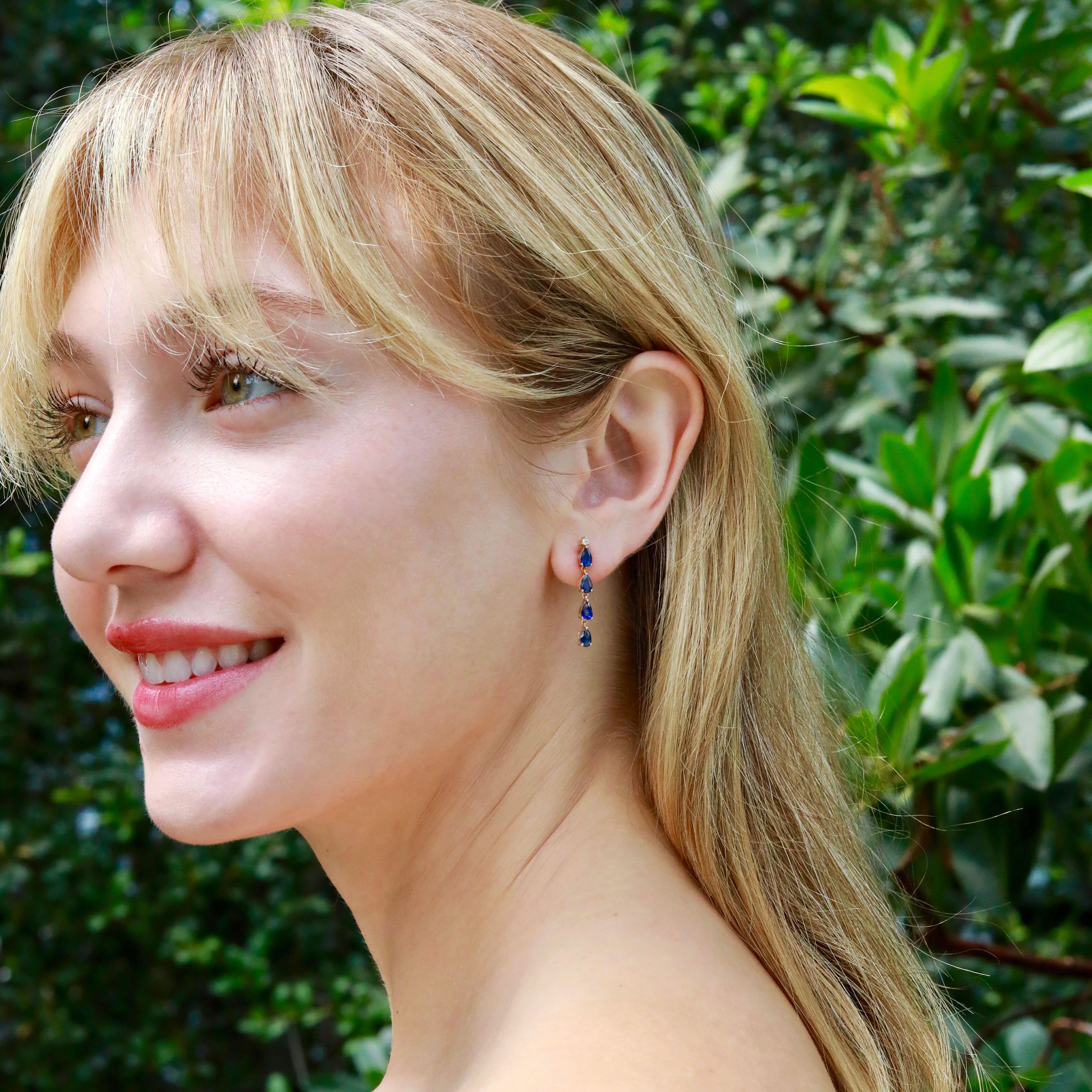 Nina Zhou 2,45ctw Saphir Diamant und Barock Perle Cabrio Tropfen Ohrringe im Angebot 7