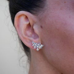 Nina Zhou 3.56 ctw Aquamarine & Diamond Cluster Earrings