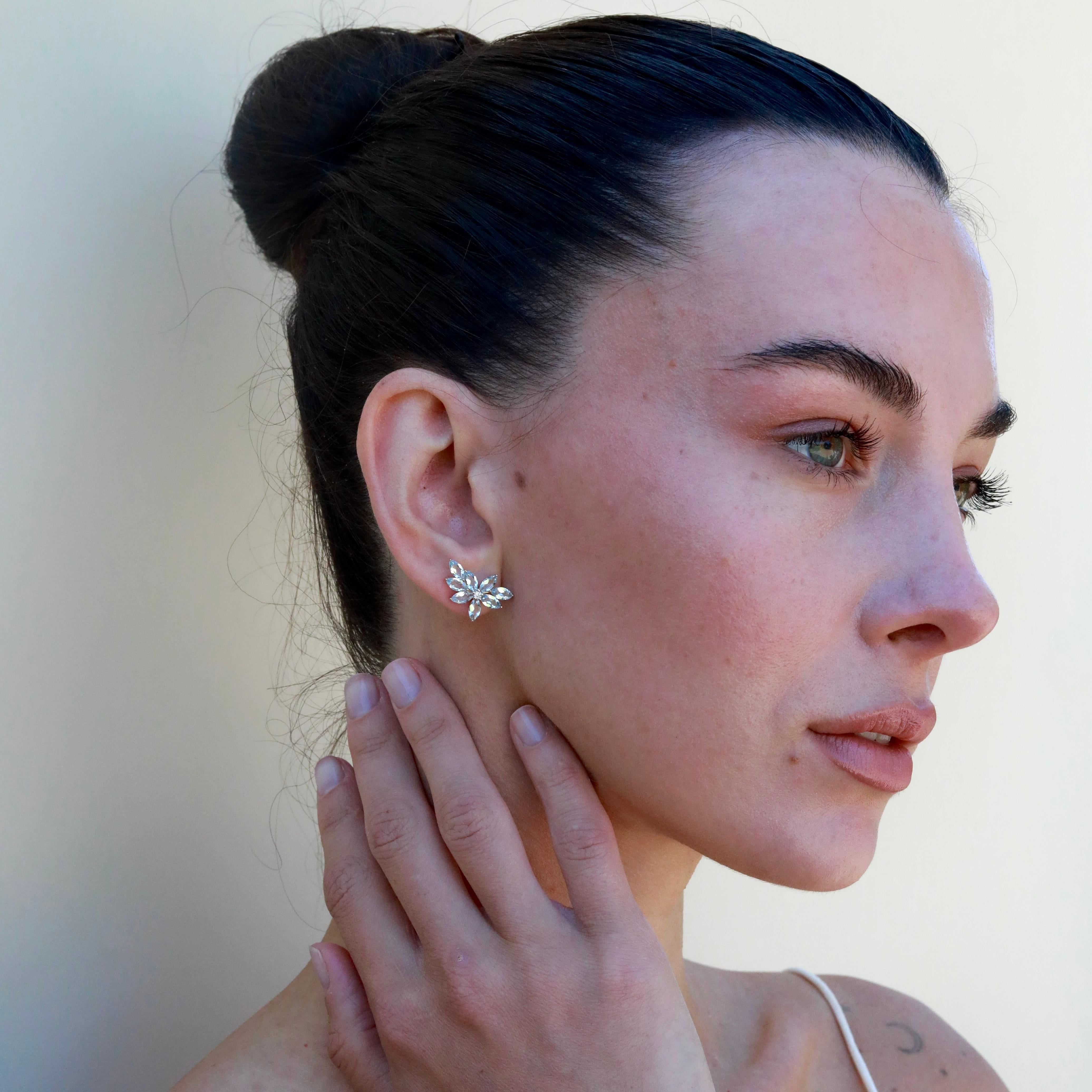 Nina Zhou Orecchini a grappolo con acquamarina e diamanti da 3,56 ctw in vendita 3