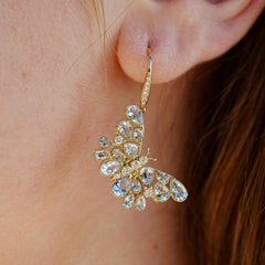 Nina Zhou 5,05ctw Schmetterling Aquamarin Diamant Tropfen Ohrringe