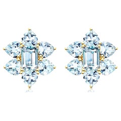 Nina Zhou Aquamarine Cluster Earrings