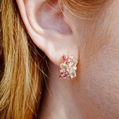Nina Zhou 5,30 ctw Morganit, Pink Turmalin und Diamant Cluster Ohrringe