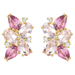 Boucles d
oreilles Nina Zhou 5.30 ctw Morganite, Tourmaline rose et Diamant