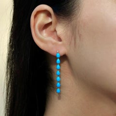 Nina Zhou 5.54 ctw Blue Turquoise Diamond Drop Earrings