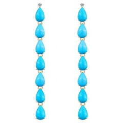 Pendientes de gota de diamantes turquesa azul de 5,54 ctw Nina Zhou
