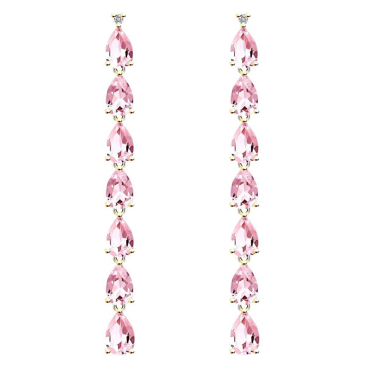 Pendientes de gota de oro con diamante Morganita rosa de Nina Zhou en oro rosa de 14 quilates en venta