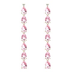 Nina Zhou Pendientes de gota de oro con diamantes Morganita rosa de 5,64 ctw en oro rosa de 14 quilates