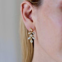 Nina Zhou 6.02ctw Aquamarine Diamond Chandelier Drop Earrings