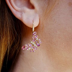 Nina Zhou 6.05ctw Butterfly Pink Sapphire & Diamond Drop Earrings