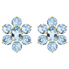 Nina Zhou 7.00ct Aquamarine Cluster Earrings