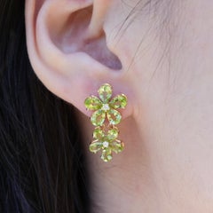 Nina Zhou 7,12 ctw Peridot & Diamant Double Blossom Tropfen Ohrringe