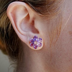 Nina Zhou Orecchini Wildflower con diamante e ametista da 7,85 carati in oro rosa 14K