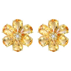 Boucles d'oreilles fleurs sauvages Nina Zhou 7.85ctw Citrine Diamant