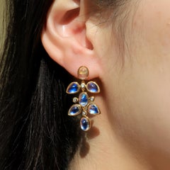 Nina Zhou 9.00ct Rainbow Moonstone Diamond Large Chandelier Drop Earrings