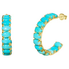 Nina Zhou 10.50ct Turquoise Inside-out Hoop Earrings