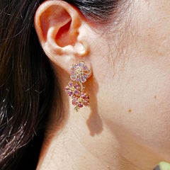 Nina Zhou 9.60ctw Pink Morganite, Sapphrie, Tourmaline & Diamond Drop Earrings