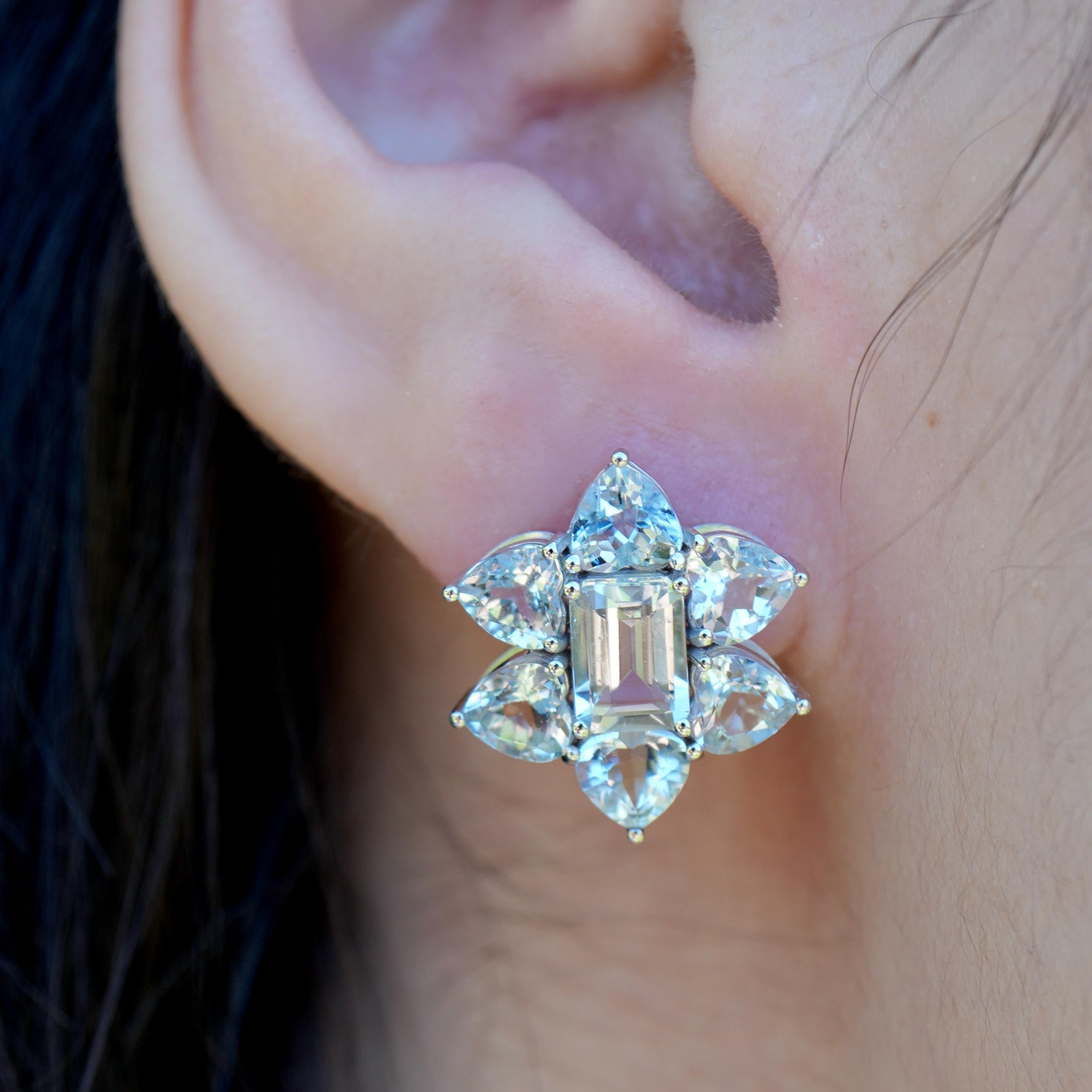 Women's Nina Zhou Aquamarine Cluster Earrings