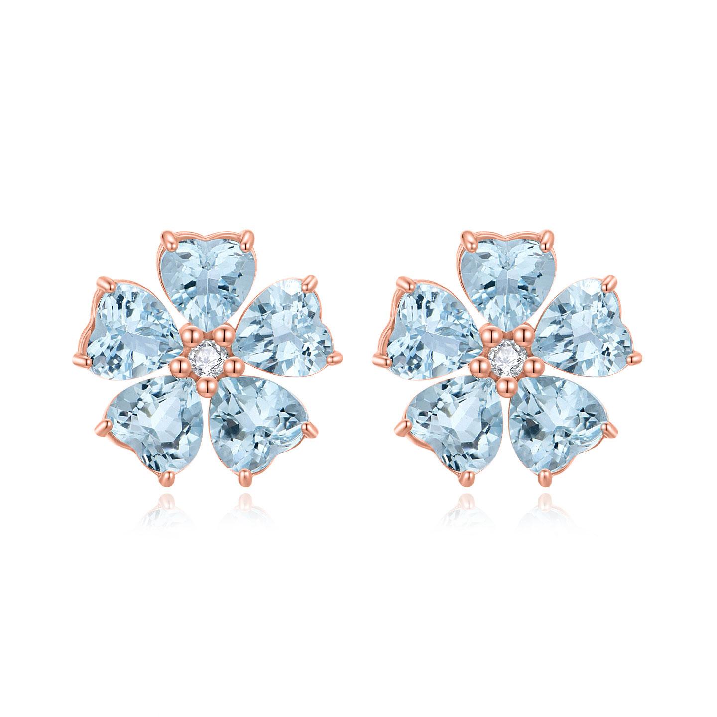 Nina Zhou 4.84 ctw Aquamarine & Diamond Cherry Blossom Earrings For Sale 5