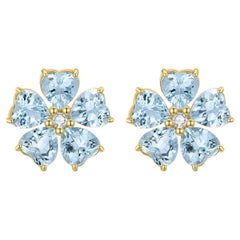 Nina Zhou Aquamarine Diamond Cherry Blossom Earrings