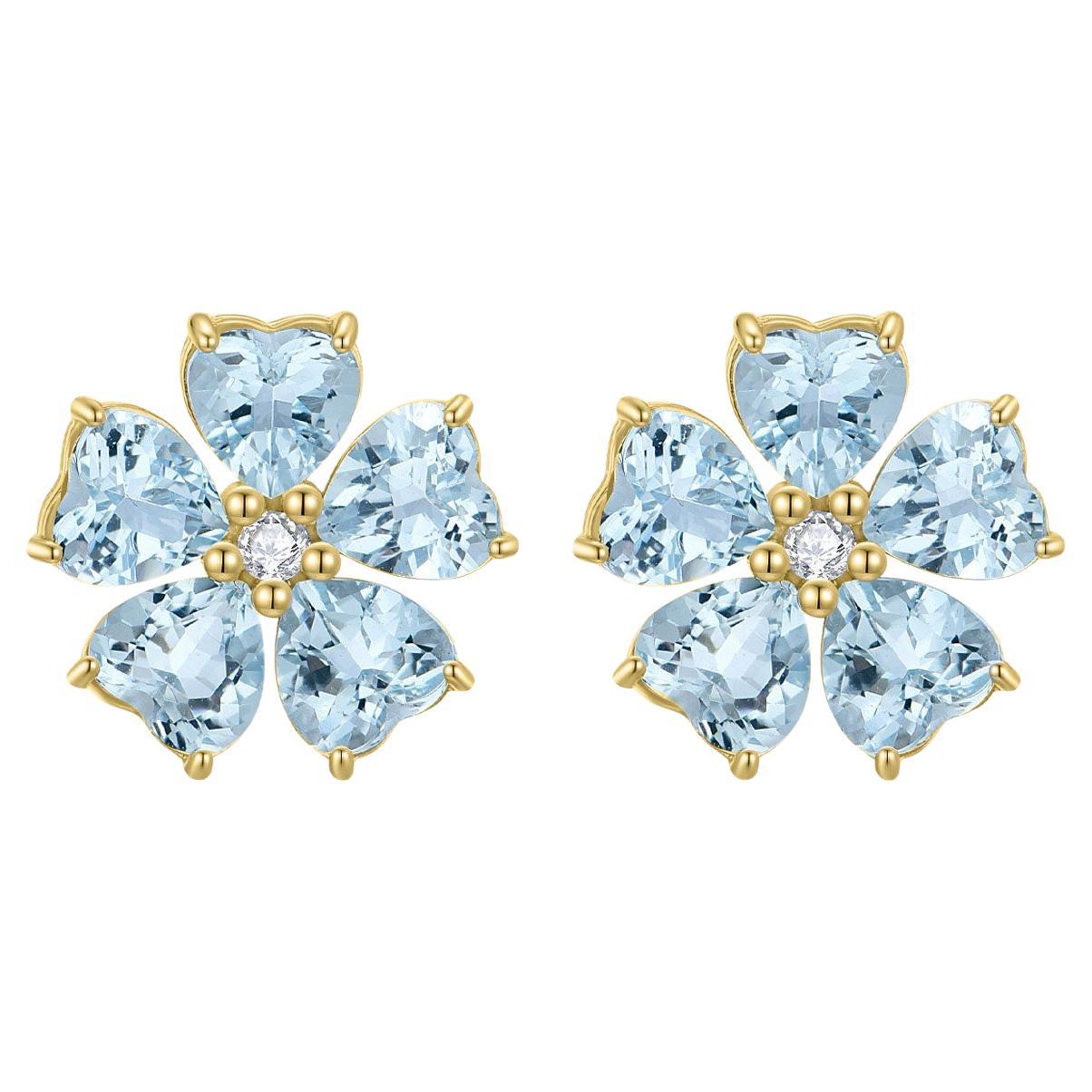 Nina Zhou Aquamarine Diamond Cherry Blossom Earrings