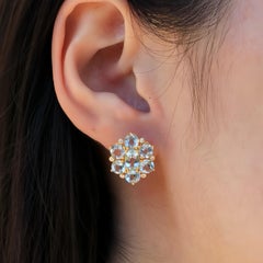 Nina Zhou Aquamarine Diamond Cluster Earrings