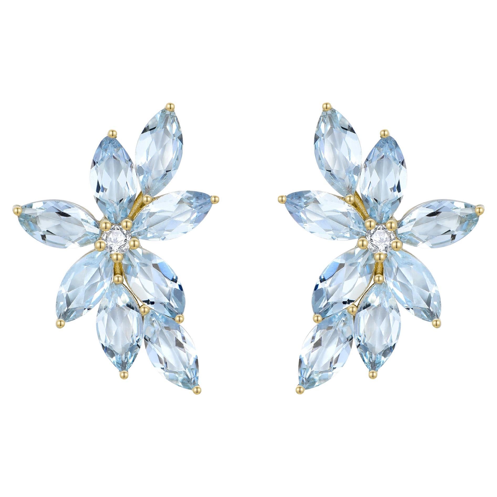 Nina Zhou Aquamarine Diamond Cluster Earrings