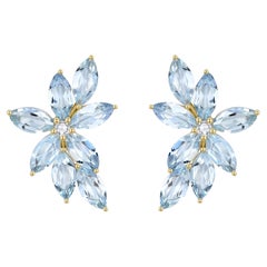 Nina Zhou Aquamarine Diamond Cluster Earrings